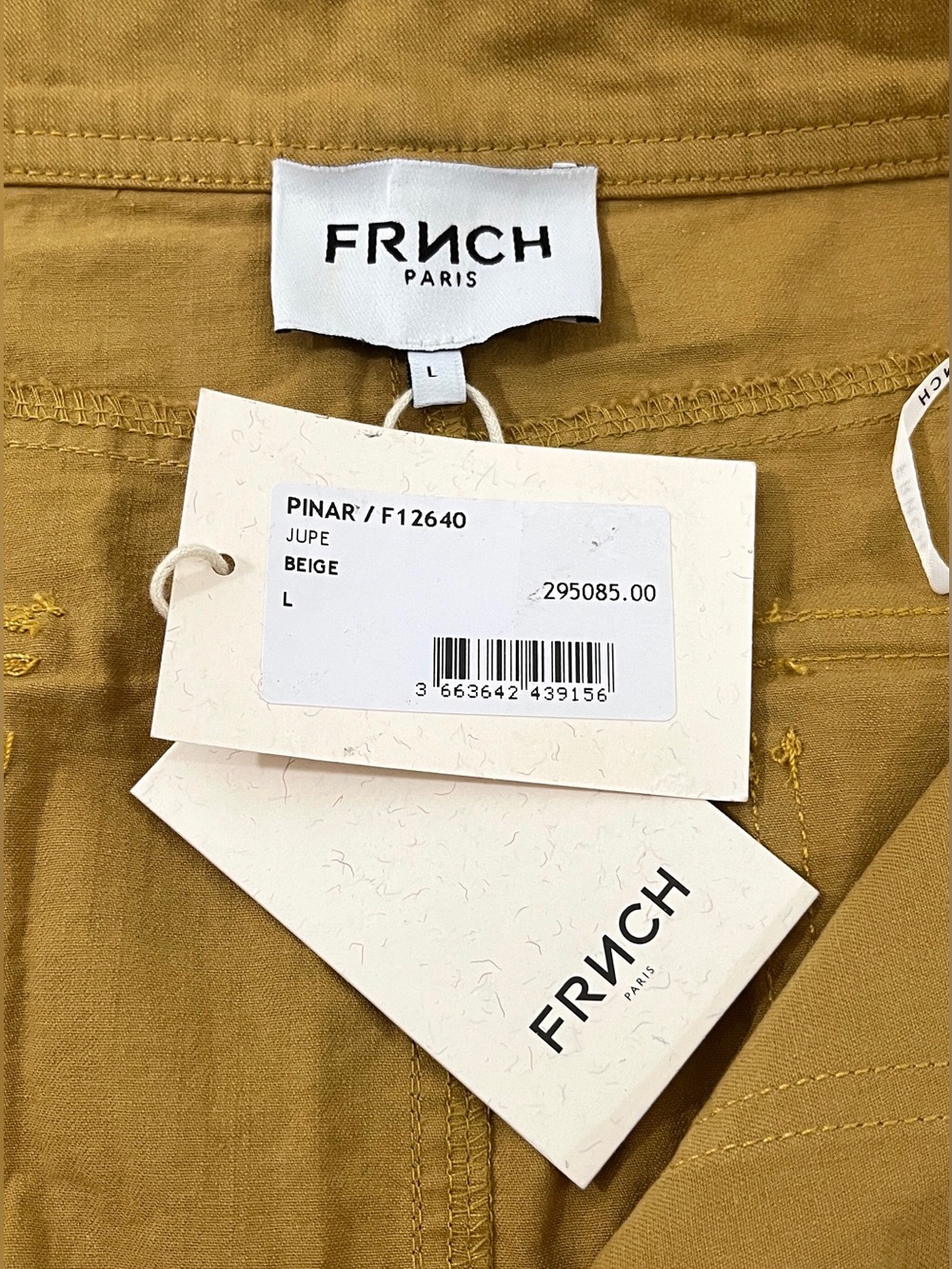 NWT FRNCH Paris Pinar High Waist Button Front A Line Mustard Midi Skirt L W31 - Picture 2 of 14